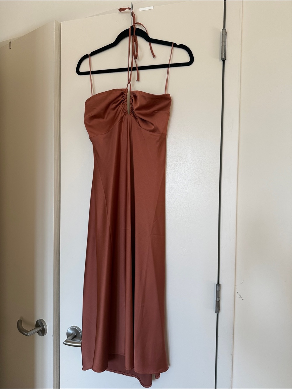 Abercrombie & Fitch Rust-Brown Halter Midi Dress